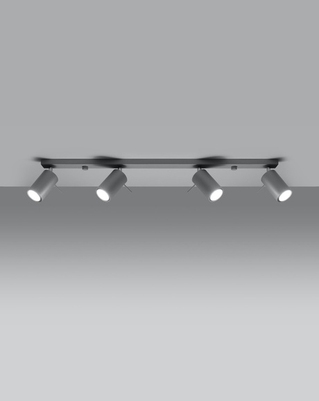 Plafond RING 4L Gris + 4x Bombilla LED GU-10 3000K Cálida 7W 620lm