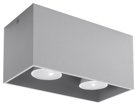 Plafond QUAD MAXI gris + 2x bombilla LED GU-10 4000K Fría 7W 630lm