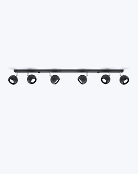 Plafond OCULARE 6L negro + 6x Bombilla LED GU-10 3000K Cálido 7W 620lm