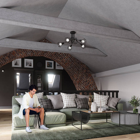 Plafond ARTEMIS 2 negro + 2x bombilla LED E14 4000K Fría 7,5W 680lm