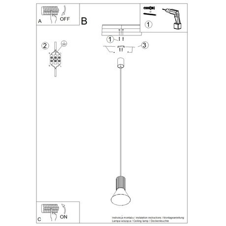 Lámpara colgante ESTRIA 1 blanco/ultramarino