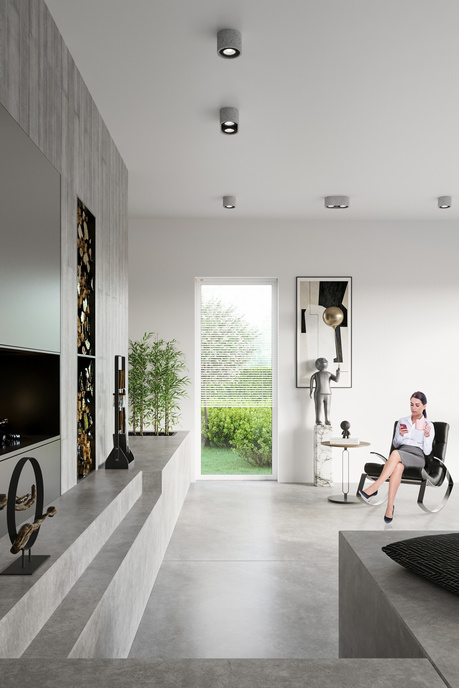 Plafond BASIC 1 hormigón + 1x bombilla LED GU10 AR111 4000K FRÍO 12W 850lm