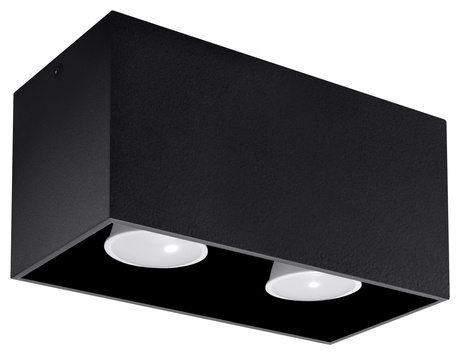 Plafond QUAD MAXI negro + 2x bombilla LED GU-10 4000K Fría 7W 630lm