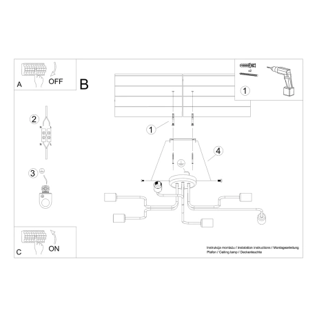 Lámpara VECTOR 6 negra