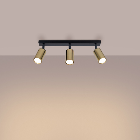 WINX 3 Plafón negro/oro + 3x bombilla LED GU-10 3000K Cálido 7W 510lm