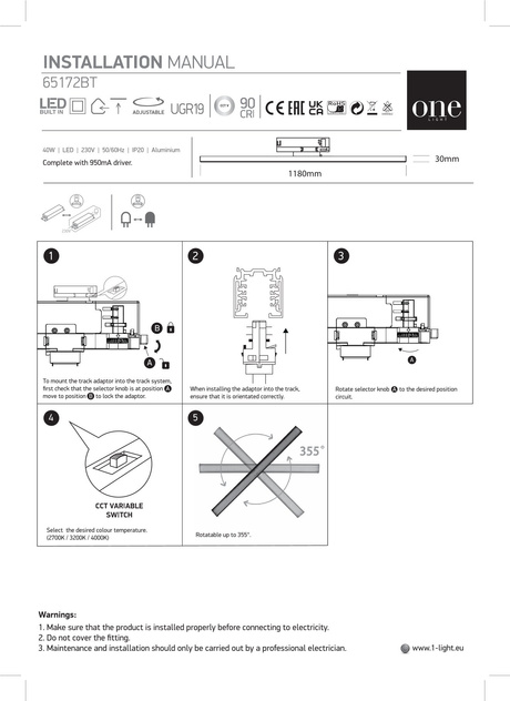 FARO 118 LED negro 2700K-3200K-4000K 40W 4800lm