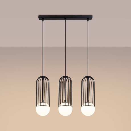 BRINA lámpara colgante 3L negro + 3x bombilla LED G9 3000K Cálida 4,5W 450lm