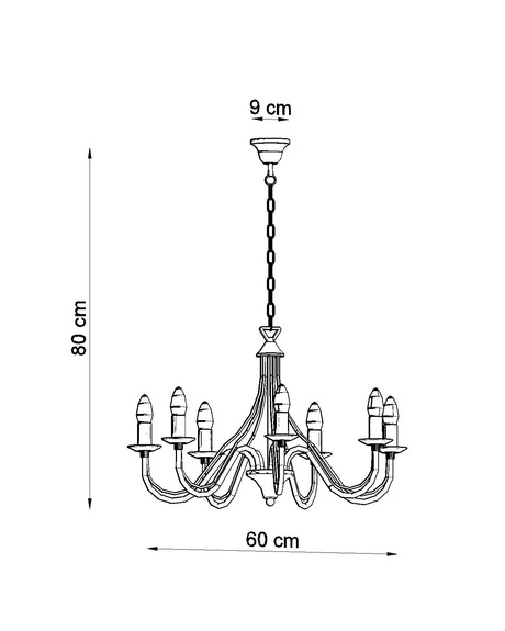 Lámpara de araña MINERWA 7 negra + 7x bombilla LED E14 4000K Fría 7,5W 650lm