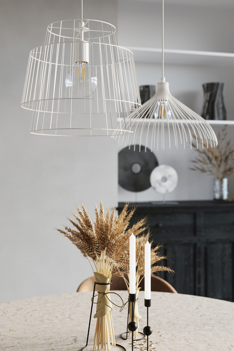 GATE lámpara colgante blanco + 1x bombilla LED E27 3000K Warm 7.5W 620lm