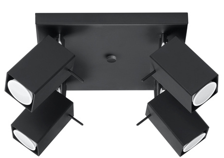 Plafond MERIDA 4 negro + 4x bombilla LED GU-10 4000K Fría 7W 630lm