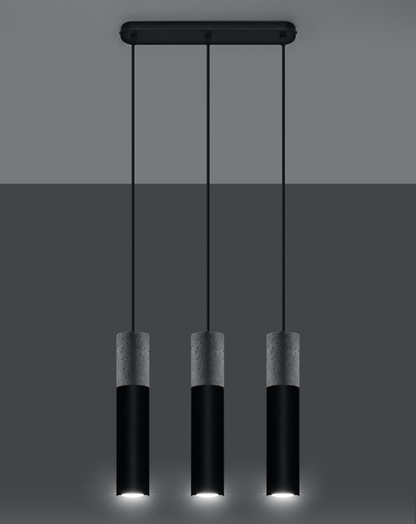 Lámpara colgante BORGIO 3 negra + 3x bombilla LED GU-10 4000K Fría 7W 630lm