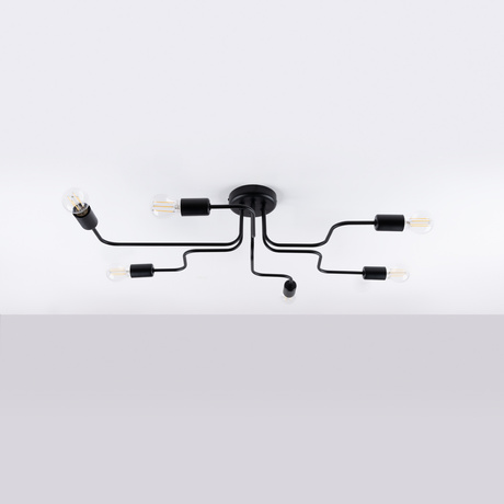 Lámpara de araña VECTOR 6 negra + 6X bombilla LED E27 3000K 7W 760lm