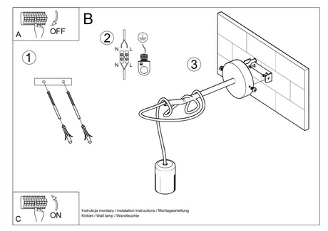 Aplique EDISON negro + 1x bombilla LED E27 4000K Fría 7,5W 650lm
