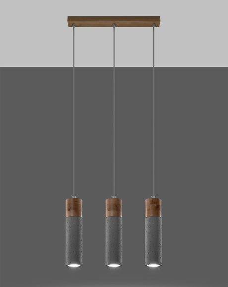 ZANE 3 lámpara colgante gris + 3 bombillas LED GU-10 4000K Fría 7W 630lm