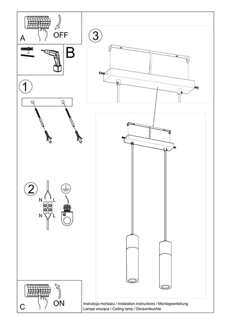ZANE 2 lámpara colgante gris + 2x GU-10 4000K fría 7W 630lm bombilla LED