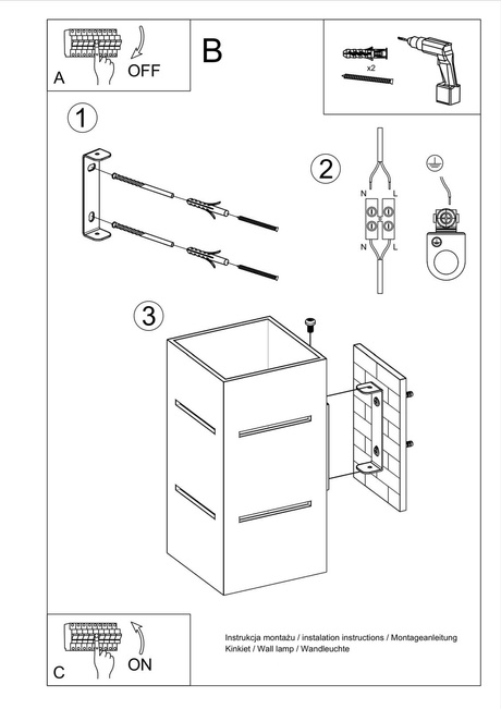 Aplique BLOCCO gris + 1x bombilla LED G9 3000K Cálida 4,5W 510lm
