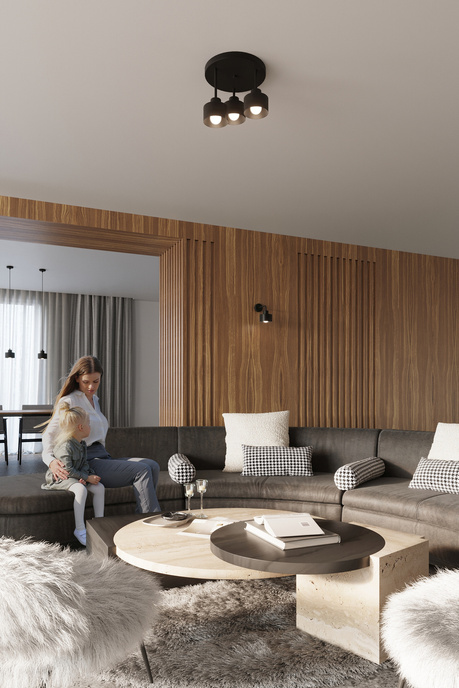 Plafond SAVAR 3 negro + 3x bombilla LED E27 4000K Fría 7,5W 690lm