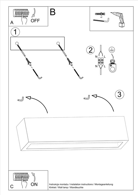 Aplique VEGA 50 hormigón + 1x bombilla LED E27 4000K Fría 7,5W 650lm
