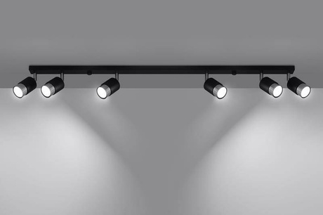 Plafond NERO 6 negro/cromo + 6x bombilla LED GU-10 4000K Fría 7W 630lm