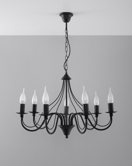 Lámpara de araña MINERWA 7 negra + 7x bombilla LED E14 4000K Fría 7,5W 650lm