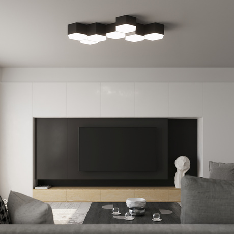 Plafond SUNDE 13 negro + 2x bombilla LED E27 3000K Cálida 7,5W 620lm