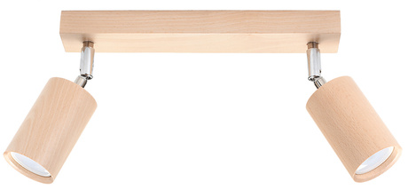 Plafond BERG 2 madera natural + 2x bombilla LED GU-10 4000K Fría 7W 630lm