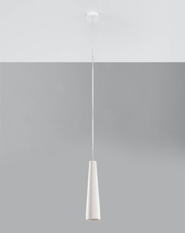 Lámpara colgante de cerámica ELECTRA blanca + 1x bombilla LED GU-10 3000K Cálida 7W 620lm