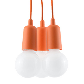 DIEGO 3 lámpara colgante naranja + 3x bombilla LED E27 4000K Fría 7,5W 650lm