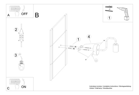 Aplique VECTOR negro + 1X bombilla LED E27 3000K 7W 760lm