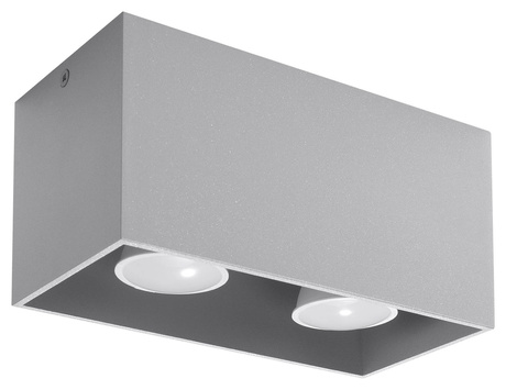 Plafond QUAD MAXI gris + 2x bombilla LED GU-10 3000K Cálida 7W 620lm