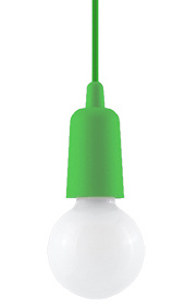 DIEGO 1 lámpara colgante verde + 1x bombilla LED E27 3000K Cálida 7,5W 620lm