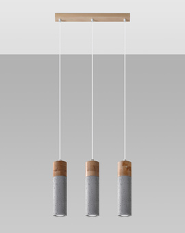 ZANE 3 lámpara colgante gris + 3 bombillas LED GU-10 4000K Fría 7W 630lm