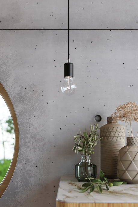 Aplique EDISON negro + 1x bombilla LED E27 4000K Fría 7,5W 650lm