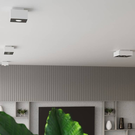 Plafond MONO 4 blanco + 4x Bombilla LED GU-10 4000K Fría 7W 630lm