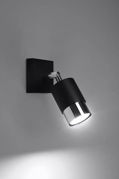 Aplique NERO negro/cromo + 1x bombilla LED GU-10 3000K Cálida 7W 620lm