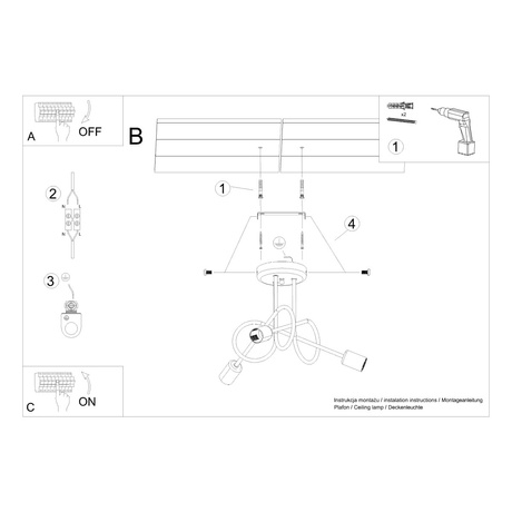 Lámpara de araña SUPEŁ 3 oro brillo + 3X bombilla LED E27 3000K 7W 760lm