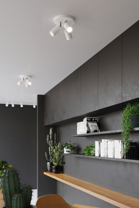 Plafond RING 3P blanco + 3x Bombilla LED GU-10 3000K Cálida 7W 620lm