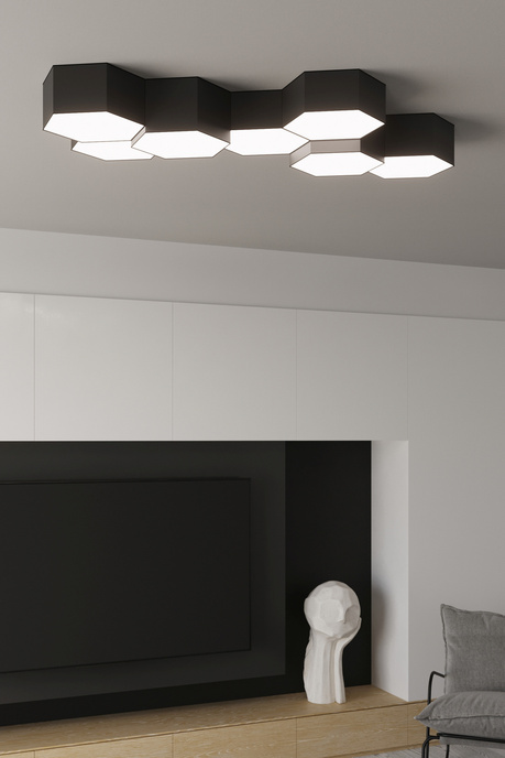 Plafond SUNDE 11 negro + 2x bombilla LED E27 3000K Cálida 7,5W 620lm