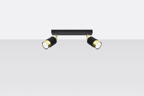 Plafond NERO 2 negro/oro + 2x bombilla LED GU-10 4000K Fría 7W 630lm