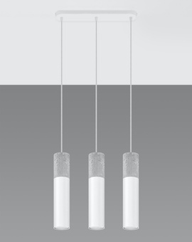 Lámpara colgante BORGIO 3 blanca + 3x bombilla LED GU-10 3000K Cálida 7W 620lm