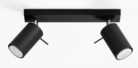 Plafond RING 2 negro + 2x bombilla LED GU-10 4000K Fría 7W 630lm