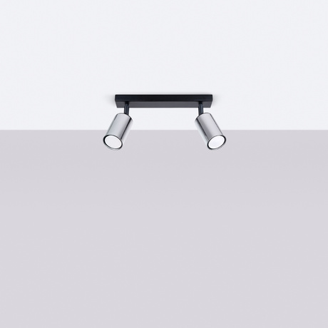 WINX 2 Plafón negro/cromo + 2x Bombilla LED GU-10 4000K Frío 7W 530lm