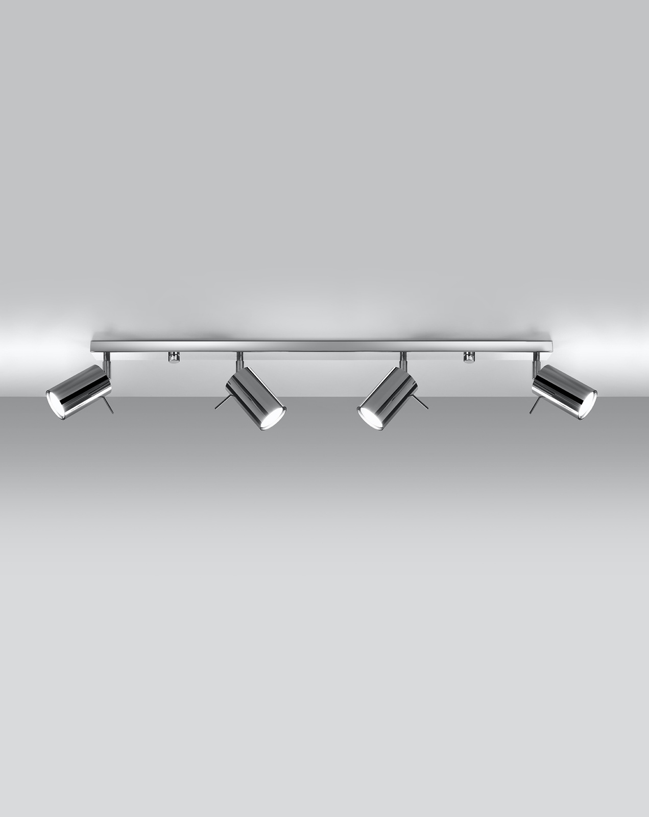Plafond RING 4L cromado + 4x bombilla LED GU-10 3000K Cálida 7W 620lm