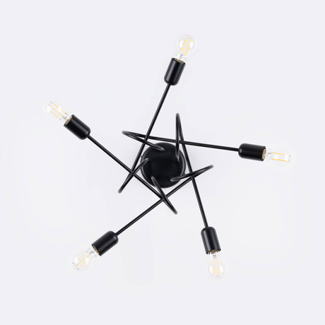 SUPEŁ 5 lámpara de araña negra + 5X bombilla LED E27 3000K 7W 760lm