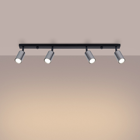 WINX Plafón 4L negro/cromo + 4x bombilla LED GU-10 4000K Frío 7W 530lm