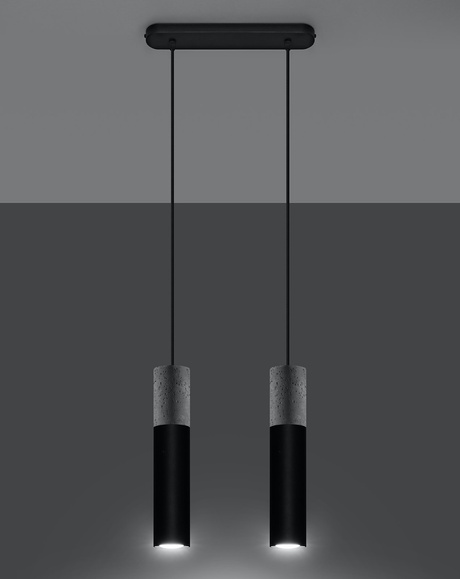 Lámpara colgante BORGIO 2 negra + 2x bombilla LED GU-10 4000K Fría 7W 630lm