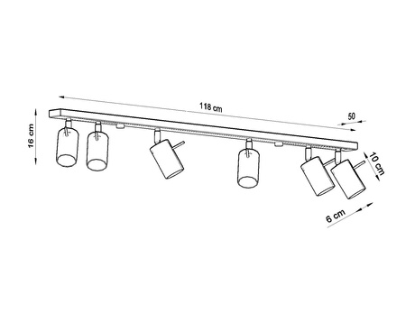 Plafond RING 6L blanco + 6x Bombilla LED GU-10 4000K Fría 7W 630lm