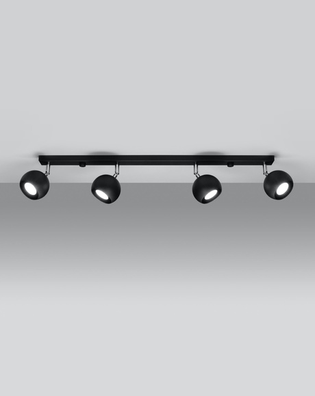 Plafond OCULARE 4L negro + 4x Bombilla LED GU-10 3000K Cálida 7W 620lm
