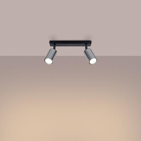 WINX 2 Plafón negro/cromo + 2x Bombilla LED GU-10 4000K Frío 7W 530lm