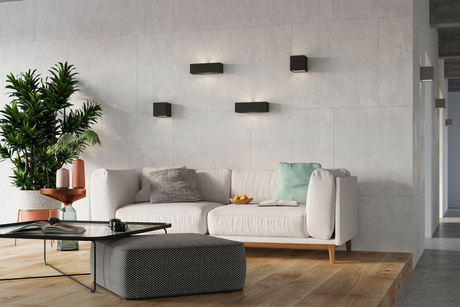 Aplique de cerámica VEGA negro + 1x bombilla LED E27 3000K Cálida 7,5W 620lm